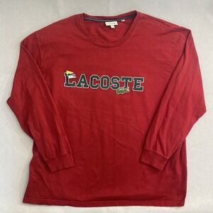 Lacoste  Relaxed Fit Branded Long Sleeve T Shirt Men's 3XLB Red Cotton Varsity